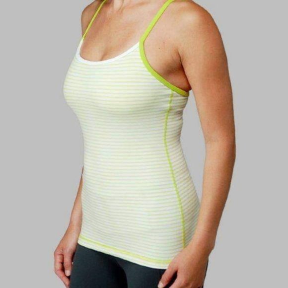 lululemon athletica Tops - Lululemon Power Y Tank - Lime Stripe